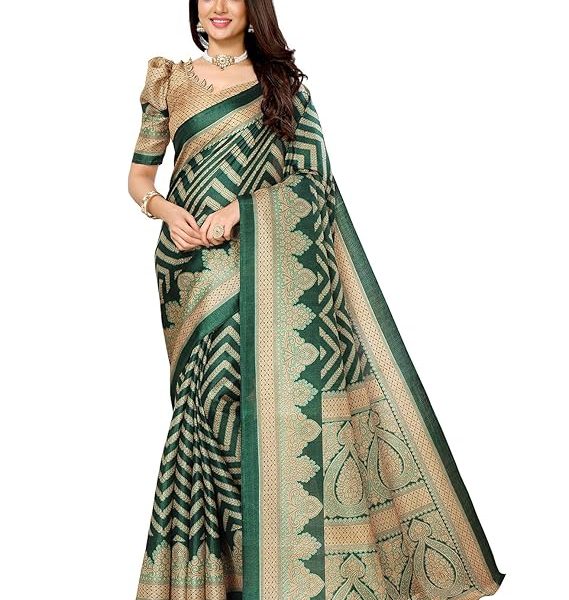 Women's Woven Printed Art Silk Saree with Unstitched Blouse Material