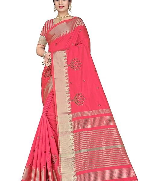 Women's Woven Printed Art Silk Saree with Unstitched Blouse Material