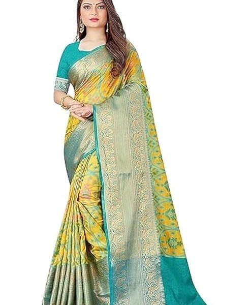 Women's kanjivaram banarasi silk saree for festival Wedding silk with rich pallu Design sarees for women with Unstitched blouse piece
