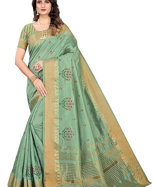 Women's Woven Printed Art Silk Saree with Unstitched Blouse Material