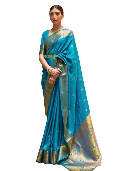 Women's kanjivaram banarasi silk saree for festival Wedding silk with rich pallu Design sarees for women with Unstitched blouse piece