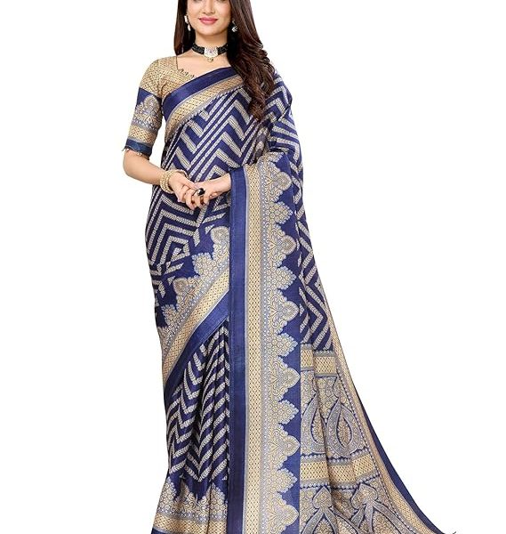 Women's Woven Printed Art Silk Saree with Unstitched Blouse Material
