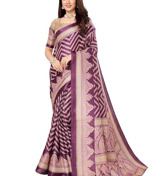 Women's Woven Printed Art Silk Saree with Unstitched Blouse Material