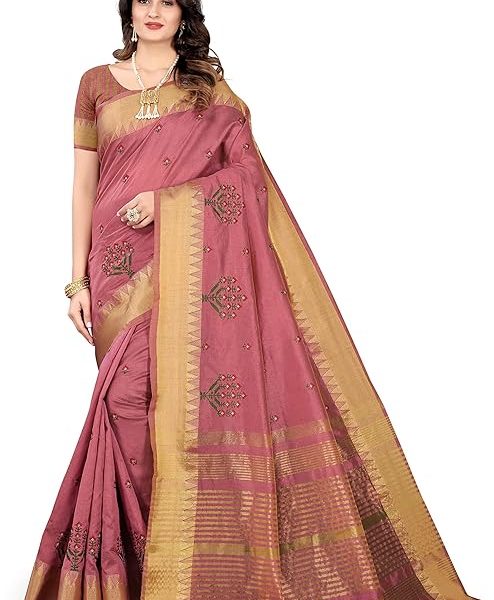 Women's Woven Printed Art Silk Saree with Unstitched Blouse Material