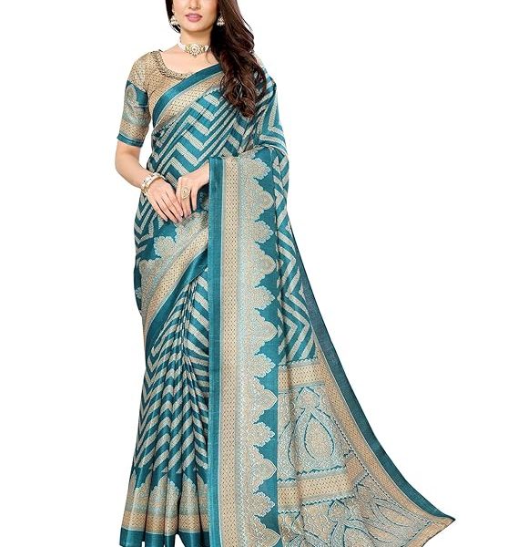 Women's Woven Printed Art Silk Saree with Unstitched Blouse Material