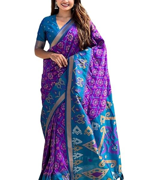 Women's Kanjivaram Patola Soft Silk Sarees With Unstitched Blouse Piece