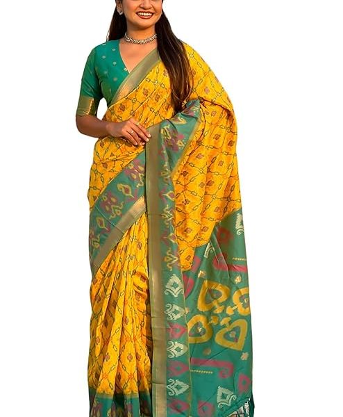 Women's Kanjivaram Patola Soft Silk Sarees With Unstitched Blouse Piece